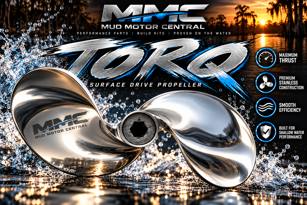 MMC TORQ Surface Drive Propeller | Stainless Steel Mud Motor Prop for Gator-Tail & Mud Buddy Mud Motors