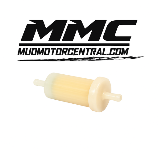 OEM inline fuel filter for 5/16 fuel line, marine and mud motor applications, fits GatorTail, Go Devil, Pro-Drive, and Mud Buddy engines
